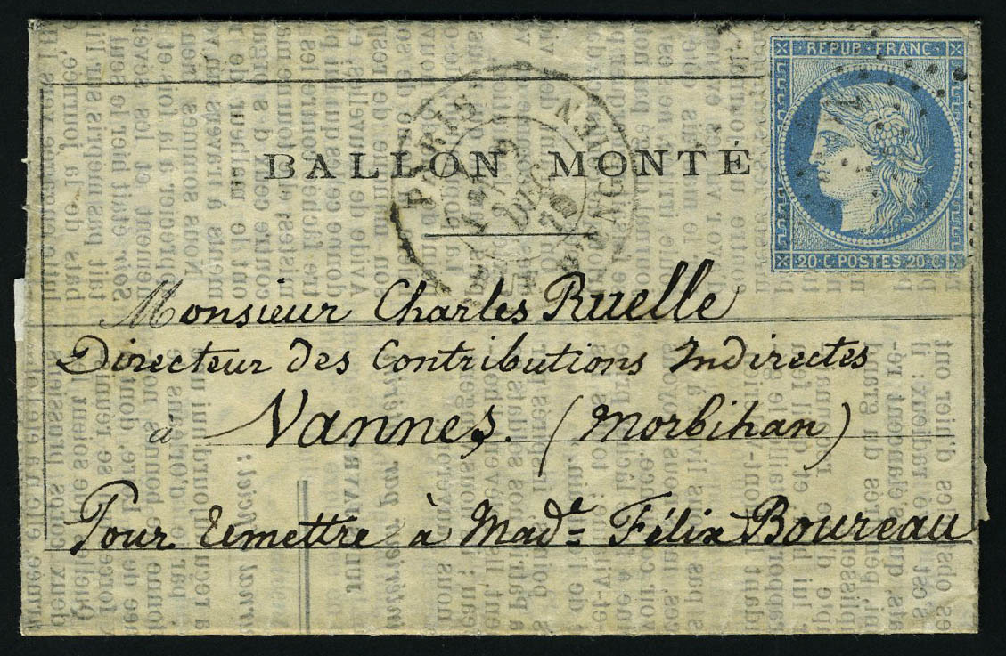 Lettre Le Franklin, Lettre-journal Le Soir, édition Du 30 Novembre 1870, Lettre Datée Du 1er Décembre, Texte Imprimé Sur - Autres & Non Classés