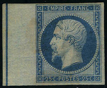 Neuf Avec Charnière N° 15b, 25c Bleu Bdf Avec Filet D'encadrement, T.B. Signé + Certificat Brun - Andere & Zonder Classificatie