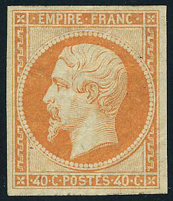 Neuf Avec Charnière N° 16, 40c Orange, Très Frais, T.B. Signé JF Brun - Andere & Zonder Classificatie