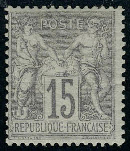 Neuf Avec Charnière N° 66, 15c Gris, Type I, Cl, T.B. Signé Calves - Sonstige & Ohne Zuordnung