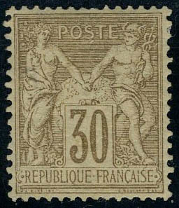 Neuf Avec Charnière N° 80, 30c Brun Jaune, Type II, Très Bien Centré, T.B. - Sonstige & Ohne Zuordnung