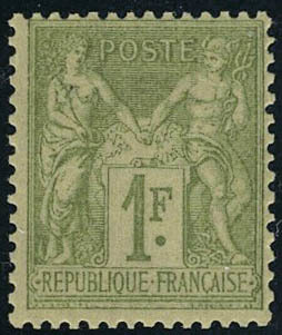 Neuf Avec Charnière N° 82, 1f Olive Clair, Type II, Cl T.B. - Altri & Non Classificati