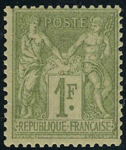 Neuf Avec Charnière N° 82, 1f Olive Clair, Type II, Cl T.B. - Sonstige & Ohne Zuordnung
