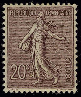 Neuf Sans Charnière N° 131, 20c Brun Lilas, Semeuse Lignée, Très Bon Centrage, Superbe - Altri & Non Classificati