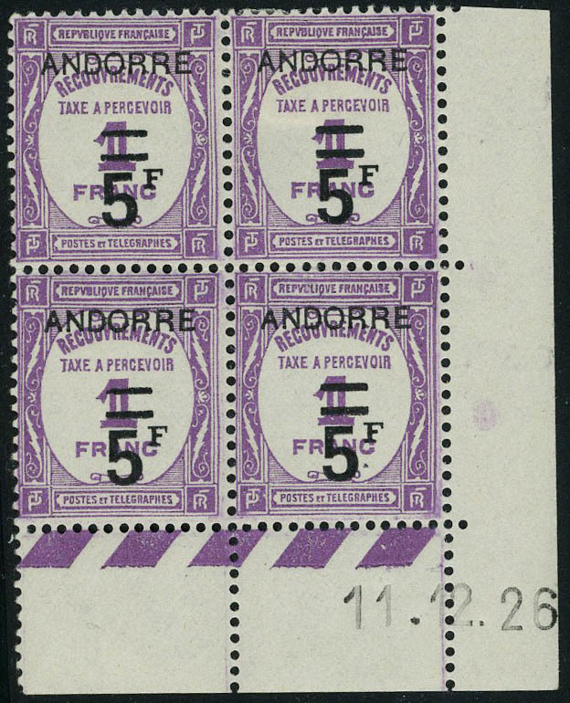 Neuf Sans Charnière N° 15, 5f Sur 1f, Bloc De 4, CD 11.12.263 T.B. 2ex Cl - Sonstige & Ohne Zuordnung