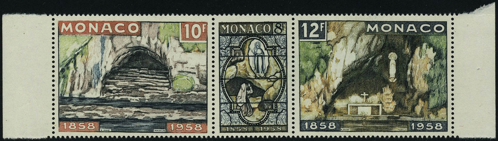 Neuf Sans Charnière N° 496/98, Le Triptique Lourdes Avec Grotte Mordorée, Bdf, T.B. Maury 521A - Other & Unclassified