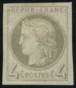 Neuf Avec Charnière N° 16, 4c Gris, Grande Fraicheur, 4 Grandes Marges équilibrées, Superbe Et RR, Signé Brun, Calves +  - Other & Unclassified