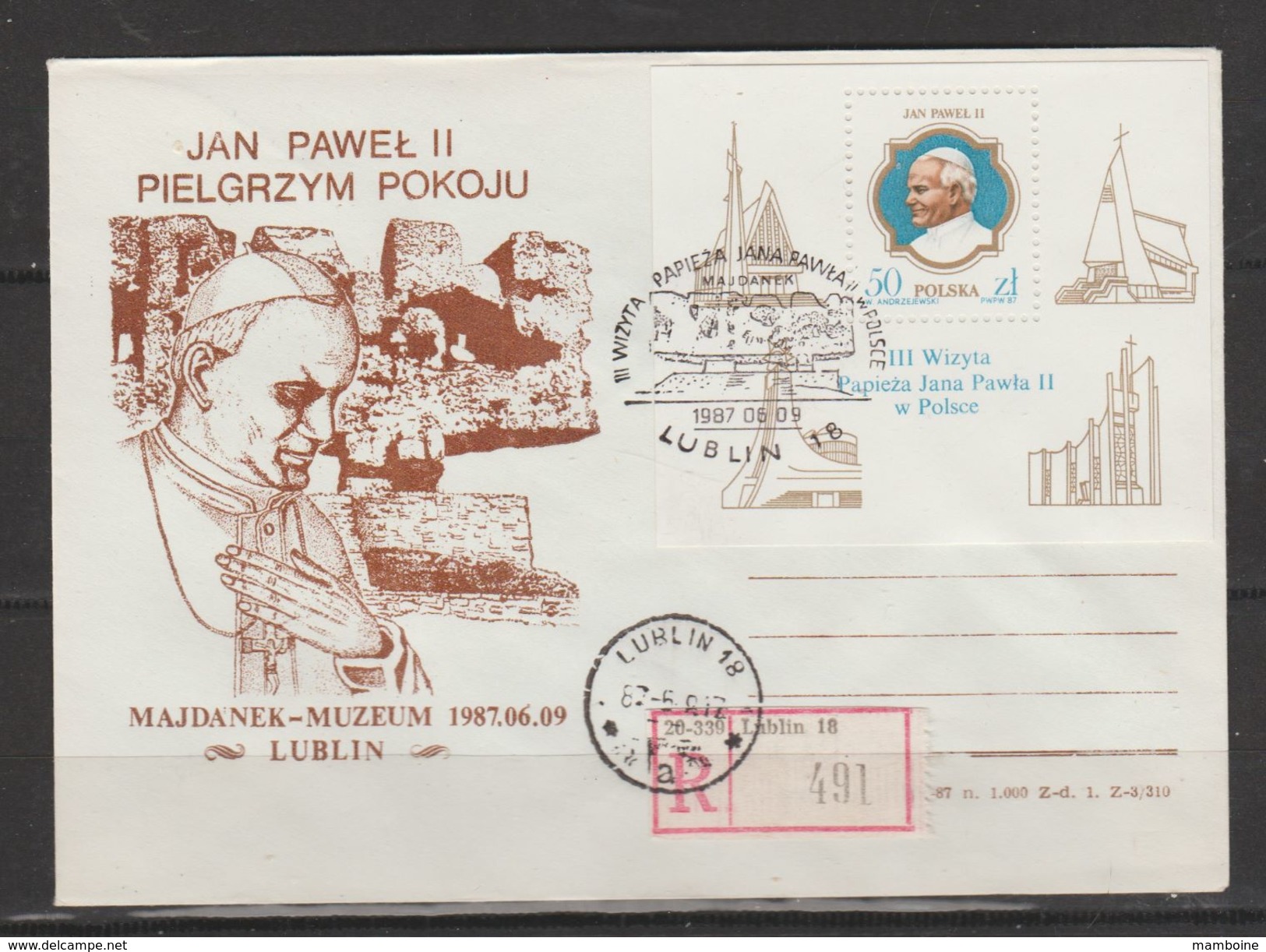Pologne ~  1987 SS Jean Paul II   Bloc N° 113 Oblitéré  (recommandé) - Cartas & Documentos