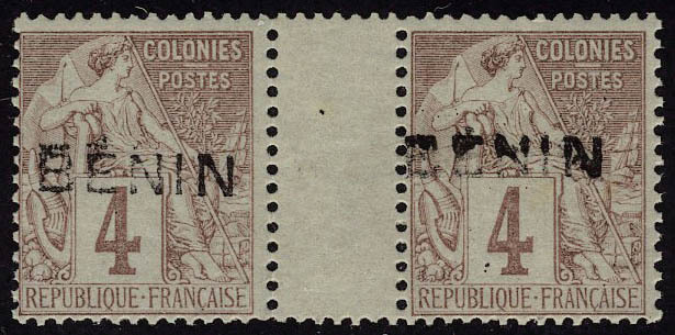 Neuf Sans Charnière N° 3, 4c Lilas Brun Sur Gris, Surcharge Type IV, Paire Hor. Interpanneau, T.B. Maury - Other & Unclassified