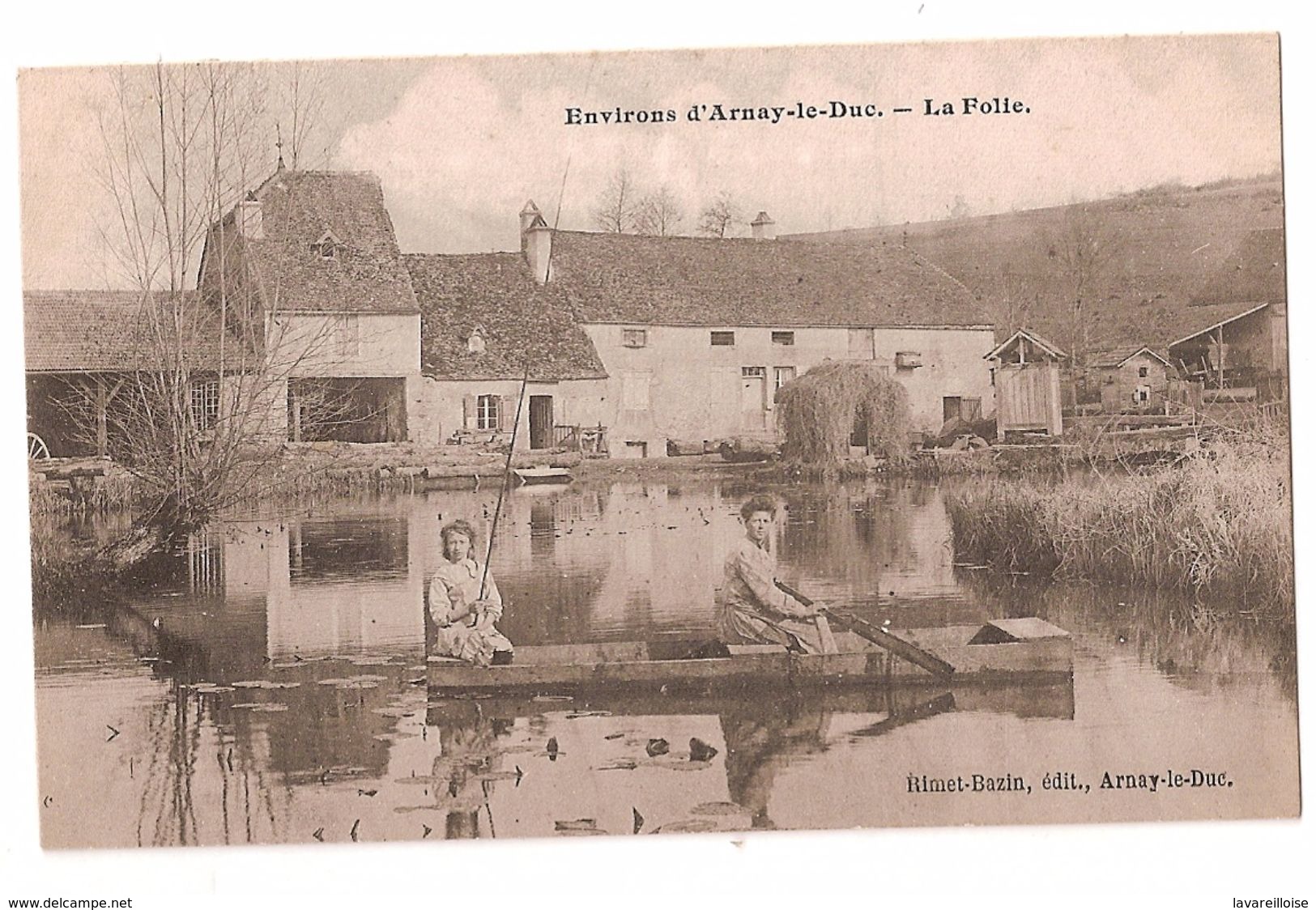 CPA 21 ARNAY LE DUC ENVIRONS LA FOLIE PECHEUSES EN BARQUE SUPERBE PLAN  RARE BELLE CARTE !! - Arnay Le Duc