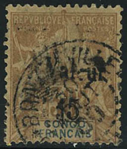 Oblitéré N° 26, 15 Sur 30c Valeur Congo, T.B. Signé Brun + Champion - Other & Unclassified