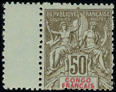 Neuf Sans Charnière N° 45a, 50c Bistre Sur Azuré, Double Légende, Bdf, T.B. Signé Roumet, Maury - Otros & Sin Clasificación