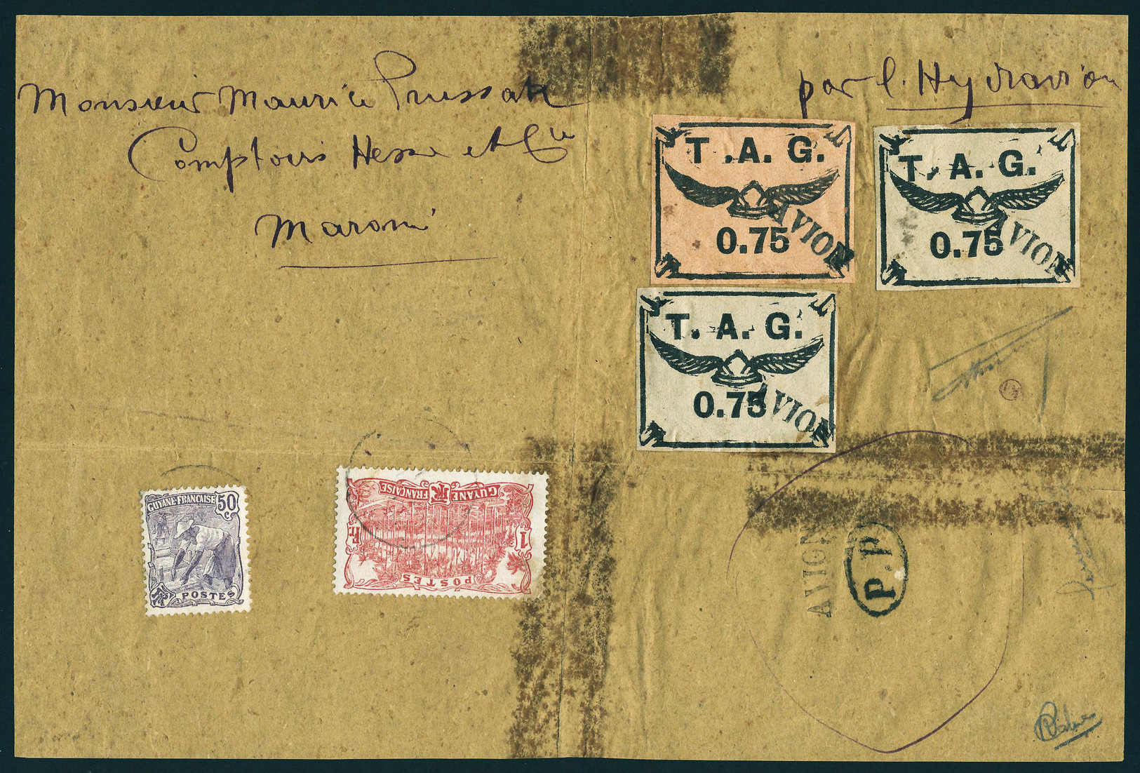 Lettre N° 3 + 4A, 75c Saumon + 2 X 75c Noir Sur Gris + Affr. Complémentaire Sur Devant De Paquet Prussac T.B. Affranchis - Sonstige & Ohne Zuordnung