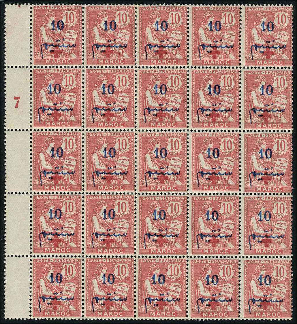 Neuf Sans Charnière N° 55, 57, 59, 60, 61 + 62, 6 Timbes Croix Rouge En Blocs De 25ex De Chaque (5/6 Timbres Rousseurs)  - Other & Unclassified