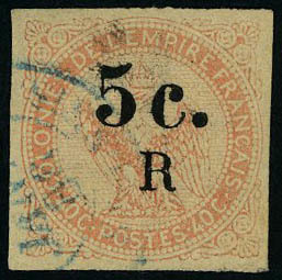 Oblitéré N° 3, 5c Sur 40c  Orange T.B. Signé Brun - Other & Unclassified