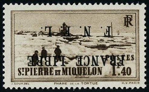 Neuf Sans Charnière N° 265A, 1.40 France Libre, Surcharge Renversée, T.B. Signé Calves - Sonstige & Ohne Zuordnung