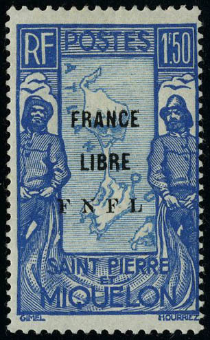 Neuf Avec Charnière N° 288, 1.50 Bleu Et Bleu Pâle France Libre T.B. Signé JF Brun - Altri & Non Classificati