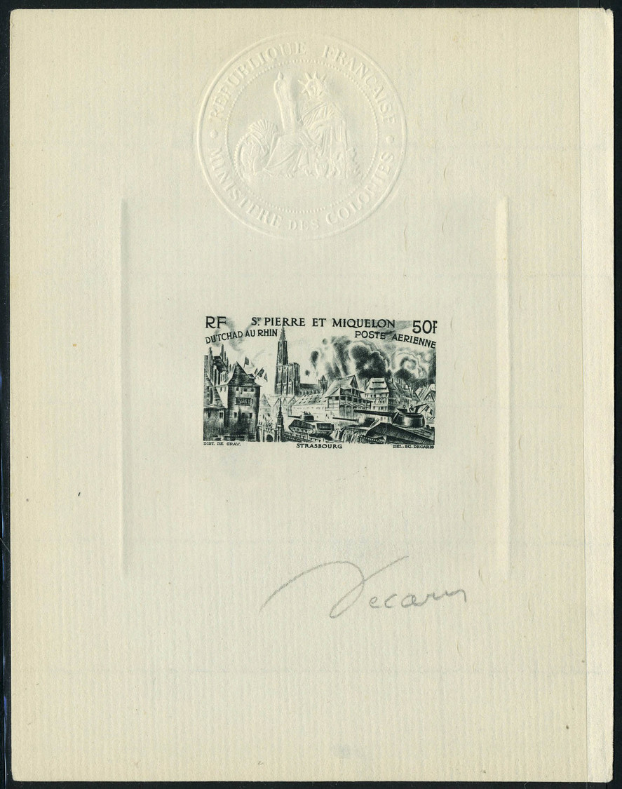 N° 12/17, La Série Tchad Au Rhin - 6 épreuves D'artistes Timbre à Sec Ministère Des Colonies + Signature Decaris - Sonstige & Ohne Zuordnung