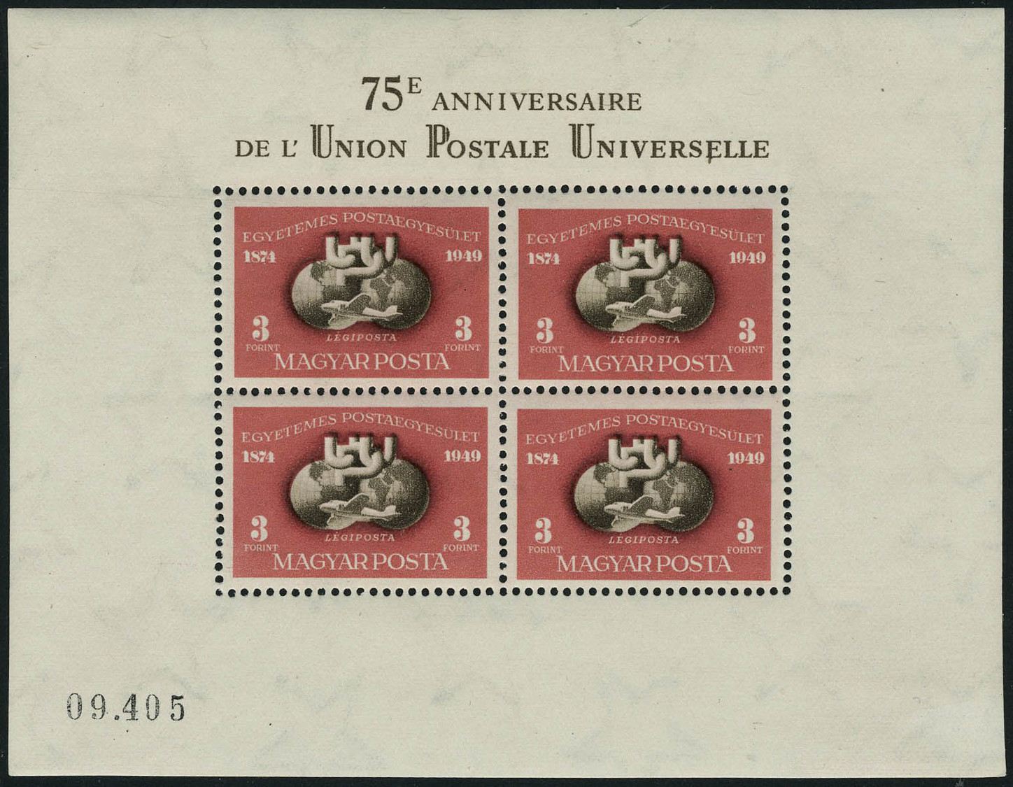 Neuf Avec Charnière N° 90A, 75è Aniversaire De UPU, Feuillt Complet De 4ex Dentelé, Cl, T.B. - Other & Unclassified