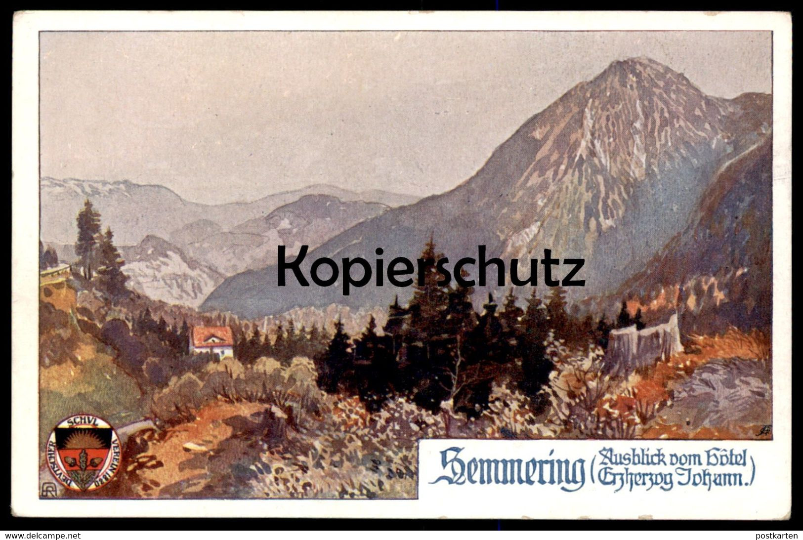 ALTE KÜNSTLER POSTKARTE SEMMERING AUSBLICK VOM HOTEL ERZHERZOG JOHANN Postcard Ansichtskarte AK Cpa - Semmering