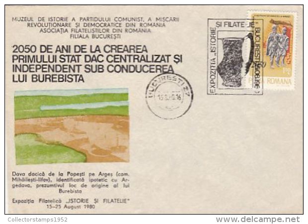 65405- DACIAN STATE ANNIVERSARY, KING BUREBISTA, SPECIAL COVER, 1980, ROMANIA - Briefe U. Dokumente