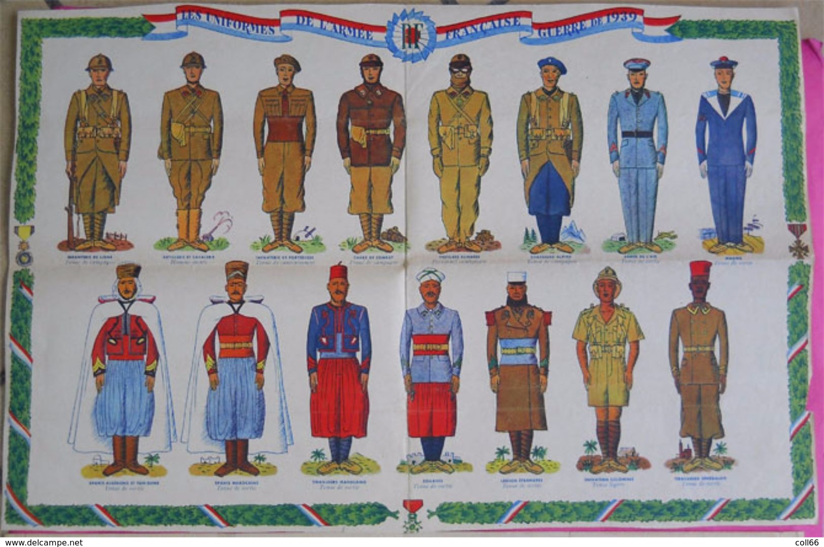 2 Grandes Images Ww2 Uniformes Armée Française Guerre 1939 Fantassin à Travers Les Siècles - Uniformen