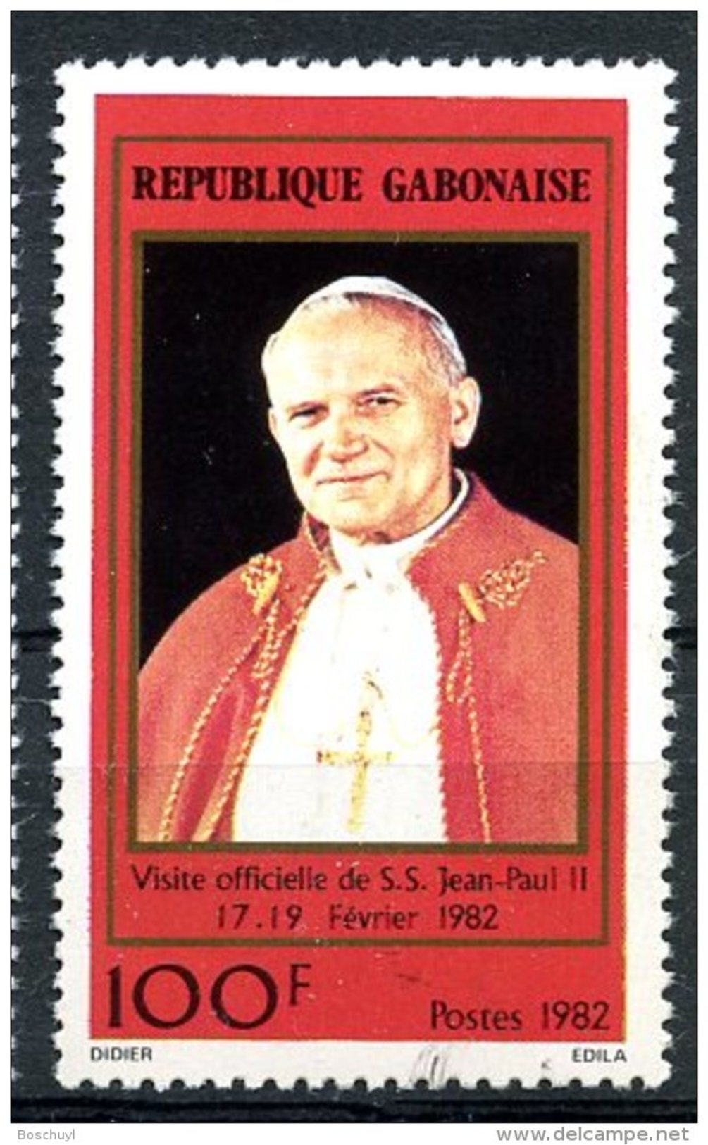 Gabon, 1982, Pope John Paul, Catholicism, MNH, Michel 816 - Gabon (1960-...)