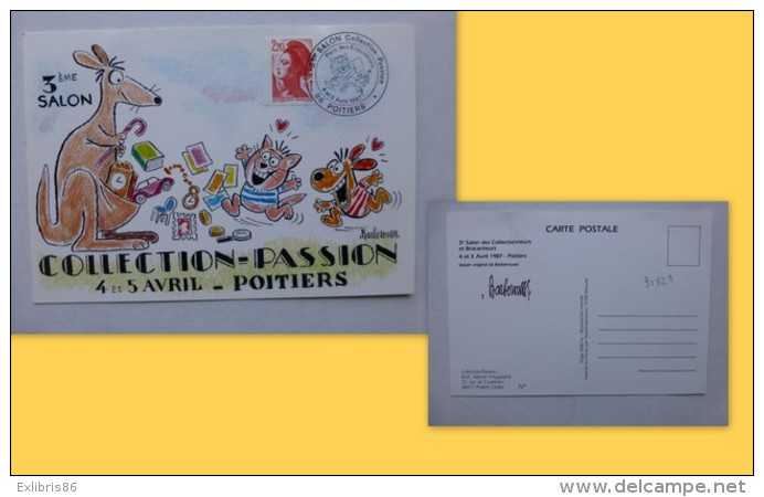 Illustrateur Barberousse, Autographe Sur CP Collection Passion Poitiers 1987  ; 960VP 36 - Manuscrits