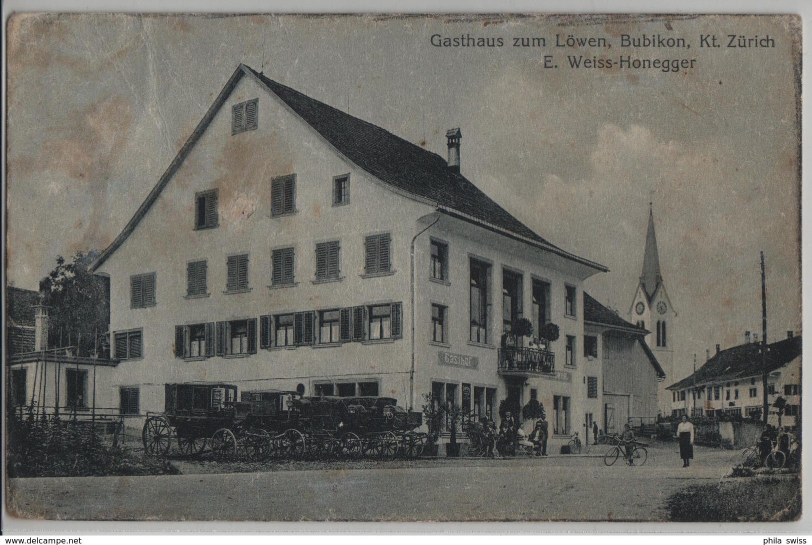 Bubikon - Gasthaus Zum Löwen E. Weiss-Honegger - Kutschen, Velos, Animee - Bubikon