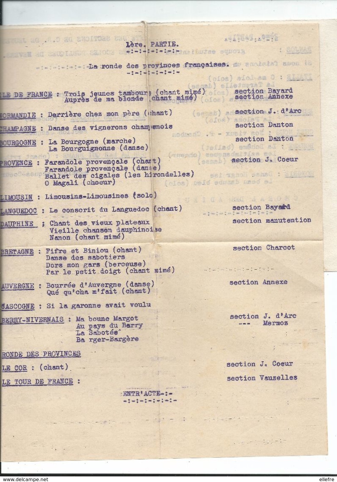 Programme Ancien école Fête Scolaire Des Sections De C R De Jeunesse Des Ecoles Publiques De Nevers Chat Peint à La Main - Programmes