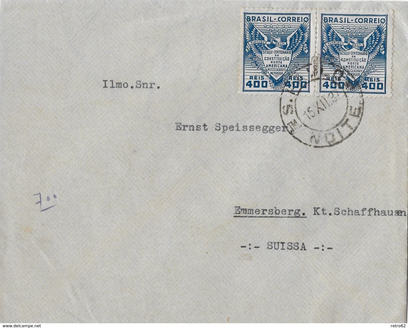 SAO PAULO 1937 - Letter From Sao Paulo  To Schaffhausen Suissa - Lettres & Documents