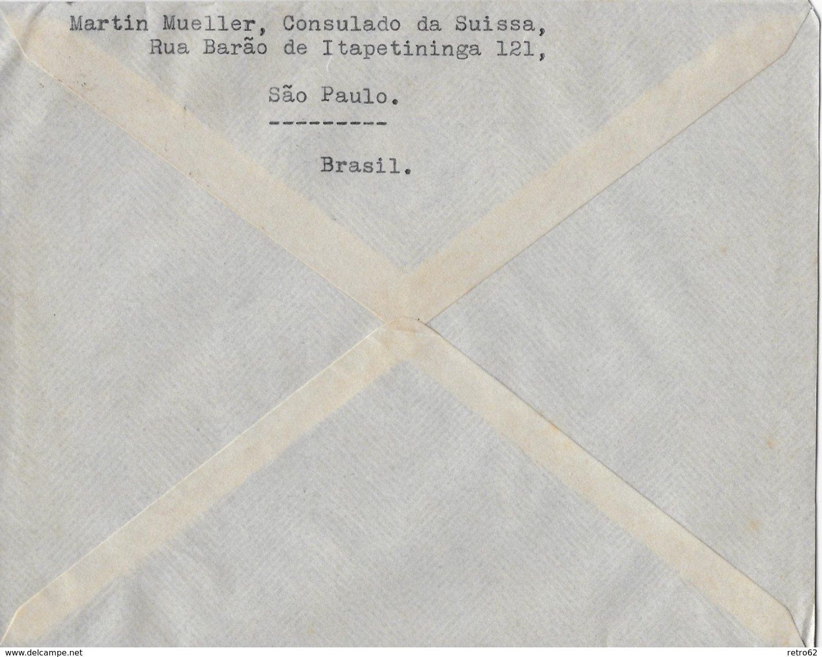SAO PAULO 1937 - Letter From Sao Paulo  To Schaffhausen Suissa - Lettres & Documents