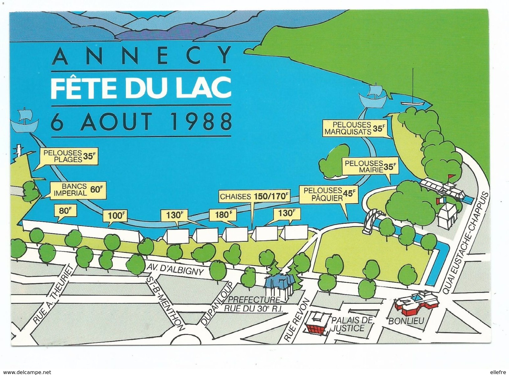 Annecy 74 Bon De Réservation Pour La Fête Du Lac 1988 Programme Et Tarif Au Recto - Unclassified