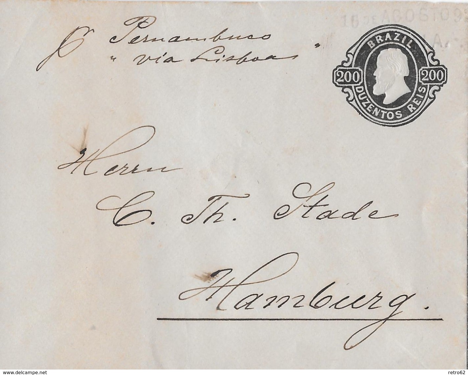 BAHIA 1892 - Letter Franz Wagner To Hamburg - Ganzsachen