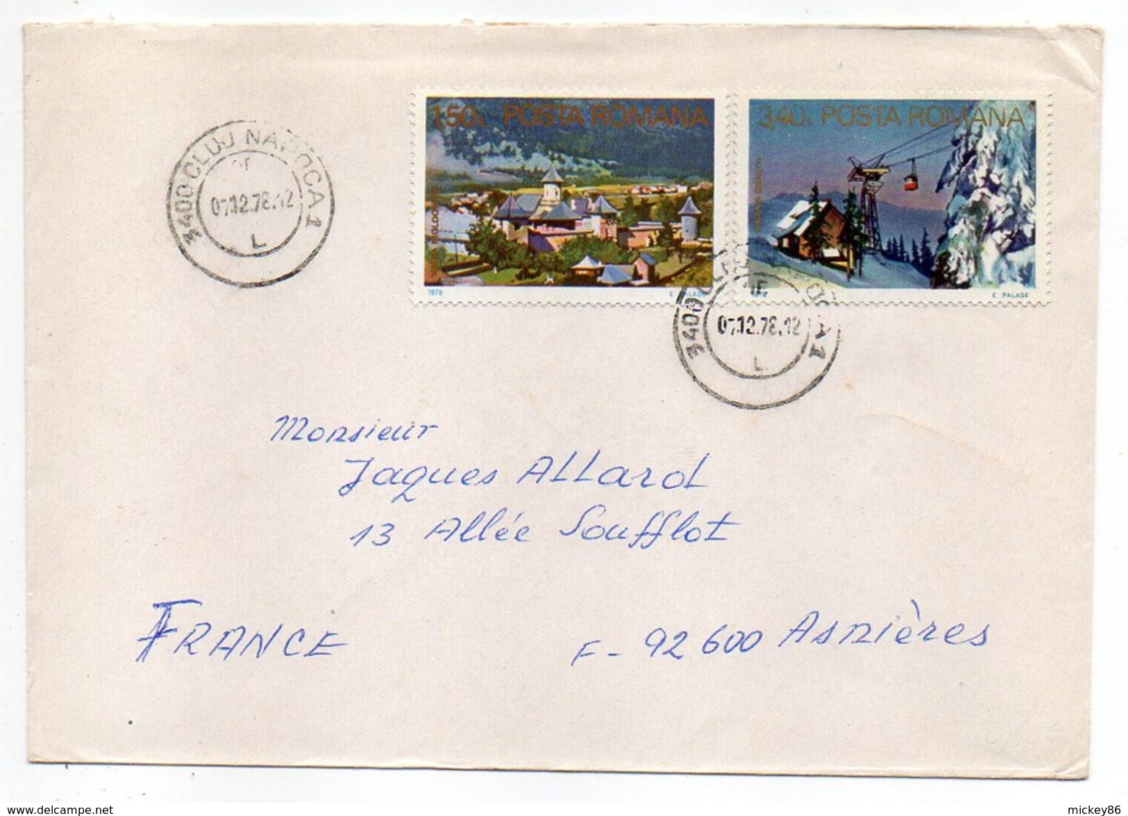 Roumanie-1978-Lettre De CLUJ-NAPOCA Pour ASNIERES-92(France) -Composition De Timbres -cachet CLUJ- - Storia Postale