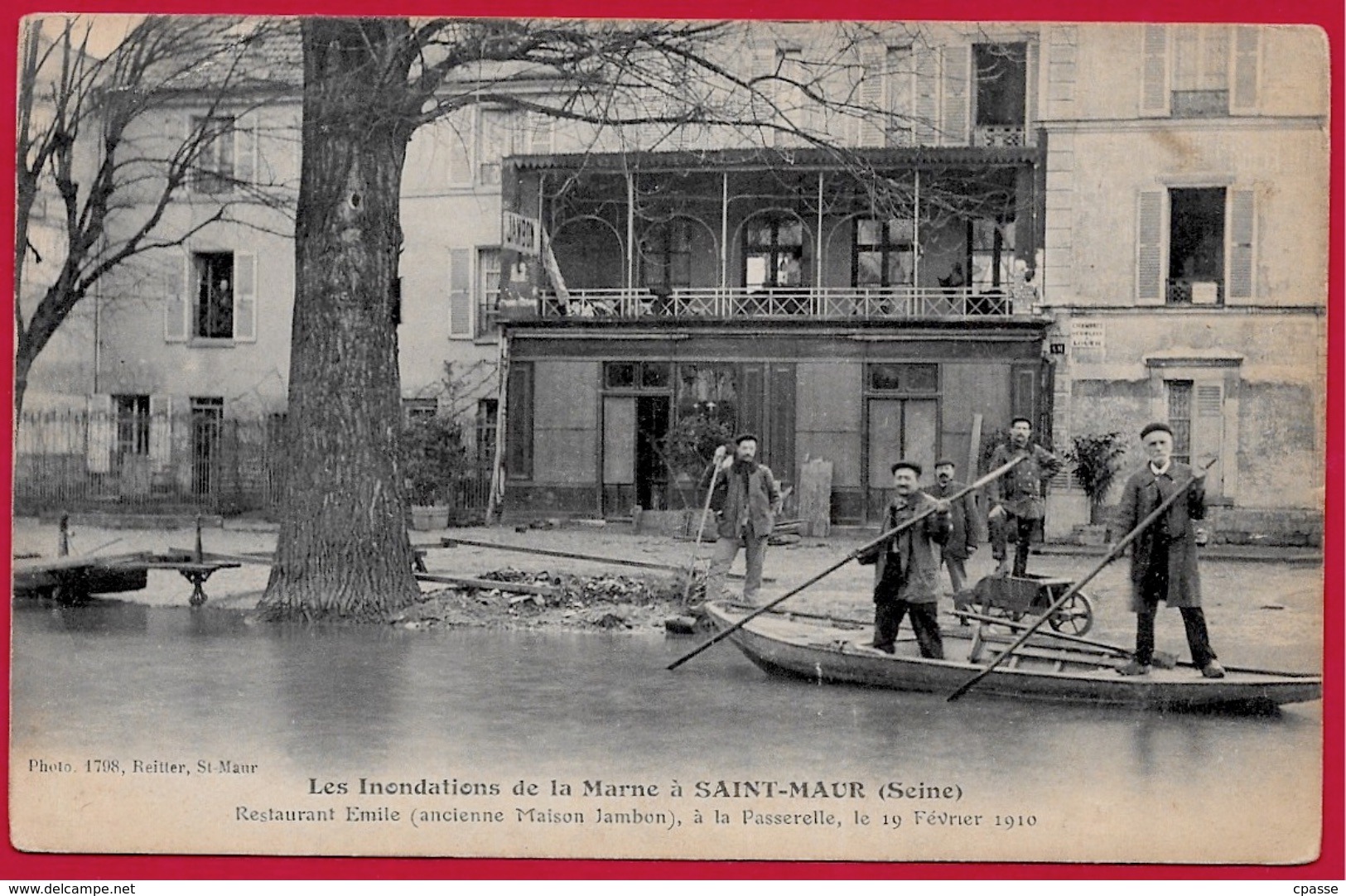 CPA 94 St SAINT-MAUR - Les Inondations De La Marne (Février 1910) Restaurant Emile à La Passerelle ° Photo Reitter 1798 - Saint Maur Des Fosses