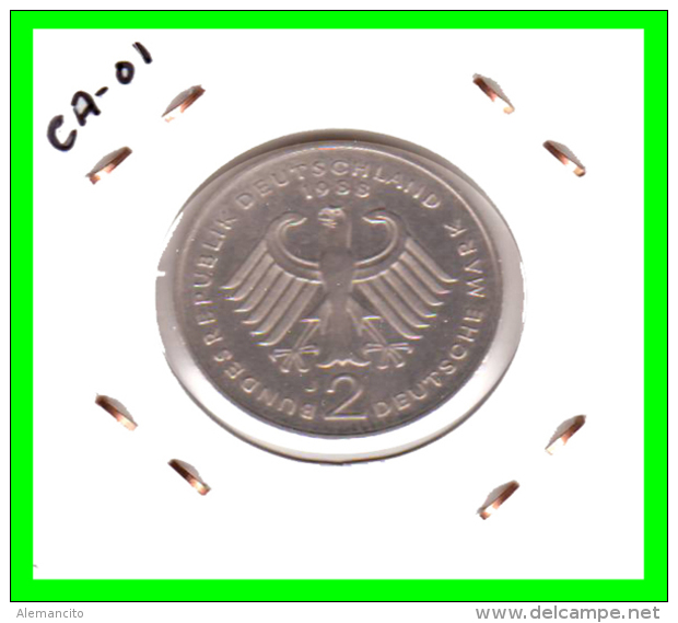 ALEMANIA ( GERMANY )  MONEDA DE 2.00 DM AÑO 1988 CECA- J . DE  LUDWIG ERHARD - CONMEMORATIVA.- NÍQUEL REVESTIDO DE COBRE - 2 Marcos