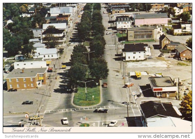 Canada New Brunswick Grand Falls Broadway Street Main Business Area Aerial View - Grand Falls