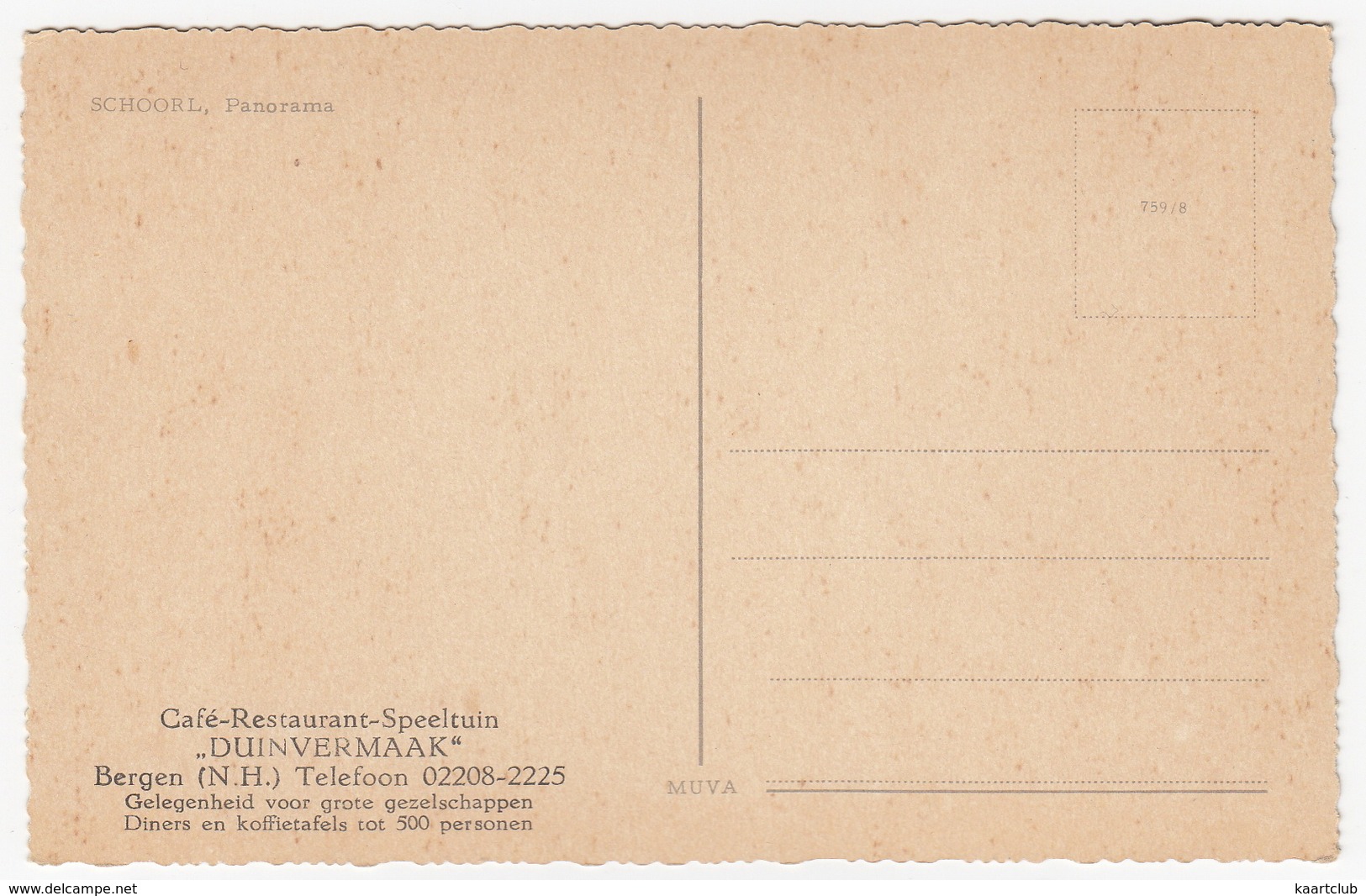 Schoorl, Panorama - ( Uitg.: Café-Restaurant-Speeltuin 'Duinvermaak', Bergen N.H.) - Schoorl