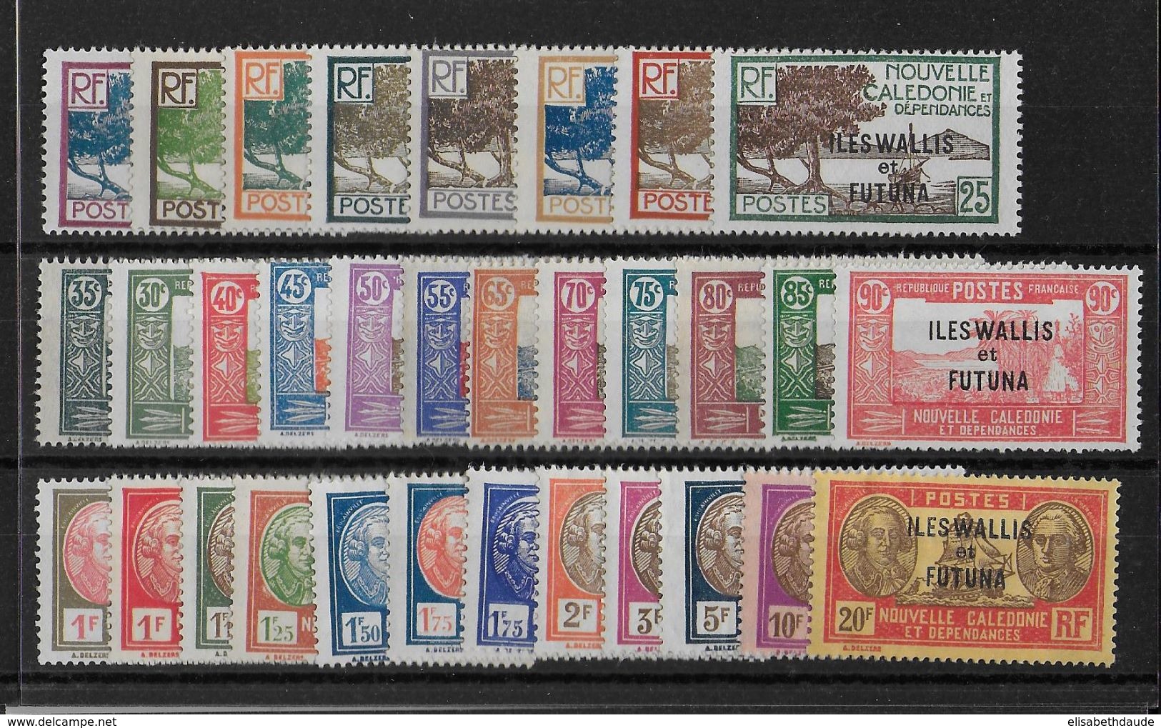 WALLIS ET FUTUNA - 1930 - YVERT N°43/65 * - CHARNIERE CORRECTE (PLUSIEURS SANS CHARNIERE) - COTE = 130+ EUR - Neufs