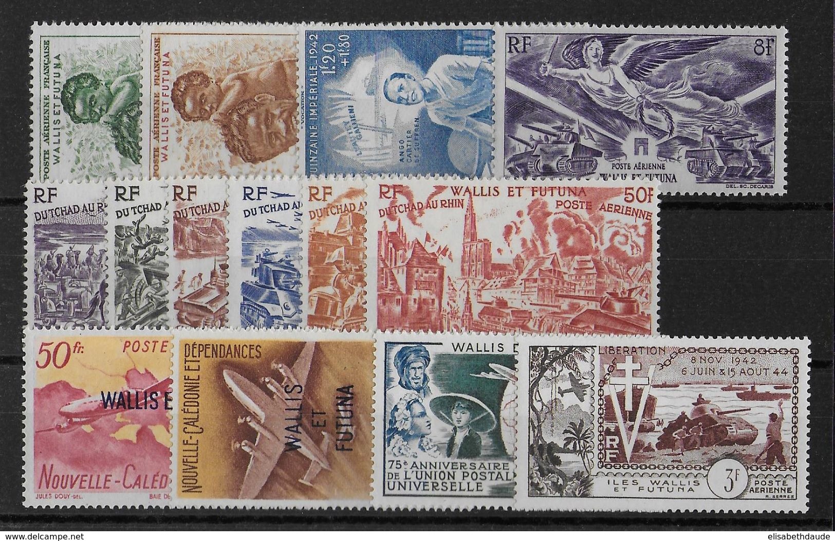 WALLIS ET FUTUNA - POSTE AERIENNE COMPLETE - YVERT N°1/14 * - CHARNIERE CORRECTE - COTE = 68 EUR - Unused Stamps