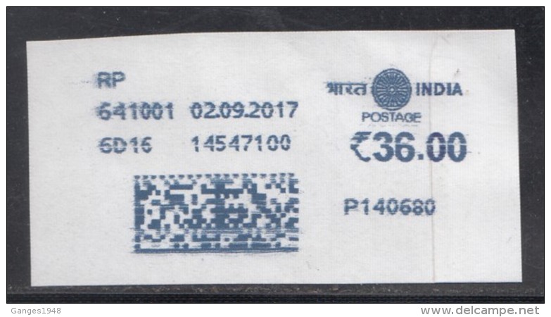 India  12010's  36 Rs  ATM  Private  Meter Frank  Stamp  AS PER SCAN  #  01629  D  Inde Indien - Used Stamps