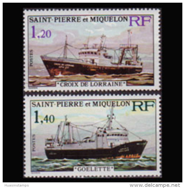 ST.PIERRE 1976 - Scott# 451-2 Fishing Vessels Set Of 2 MNH - Unused Stamps