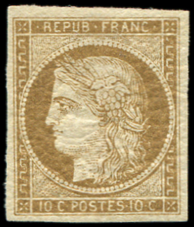 * EMISSION DE 1849 - *    1    10c. Bistre Jaune, Pelurage, Aspect TB - 1849-1850 Cérès