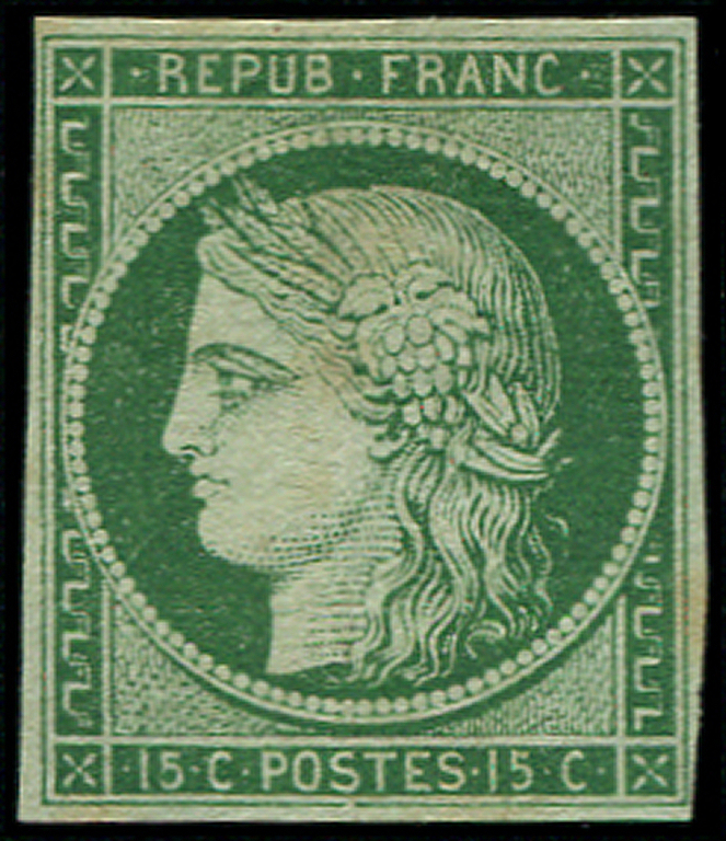 (*) EMISSION DE 1849 - (*)  2b   15c. Vert Foncé, TB. C - 1849-1850 Cérès