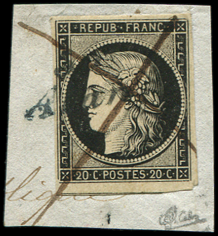EMISSION DE 1849 -  3    20c. Noir Sur Jaune, Obl. PLUME Et CURSIVE Sur Fragt, TB. C - 1849-1850 Cérès