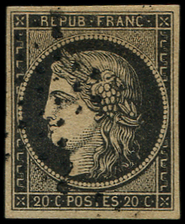EMISSION DE 1849 -  3b   20c. Noir Sur CHAMOIS, Annulation Des Rebuts, TB - 1849-1850 Cérès