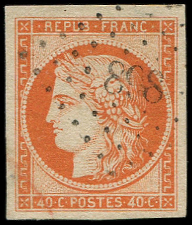 EMISSION DE 1849 -  5    40c. Orange, Obl. PC 898, Frappe Légère, Belles Marges, TTB/Superbe - 1849-1850 Cérès