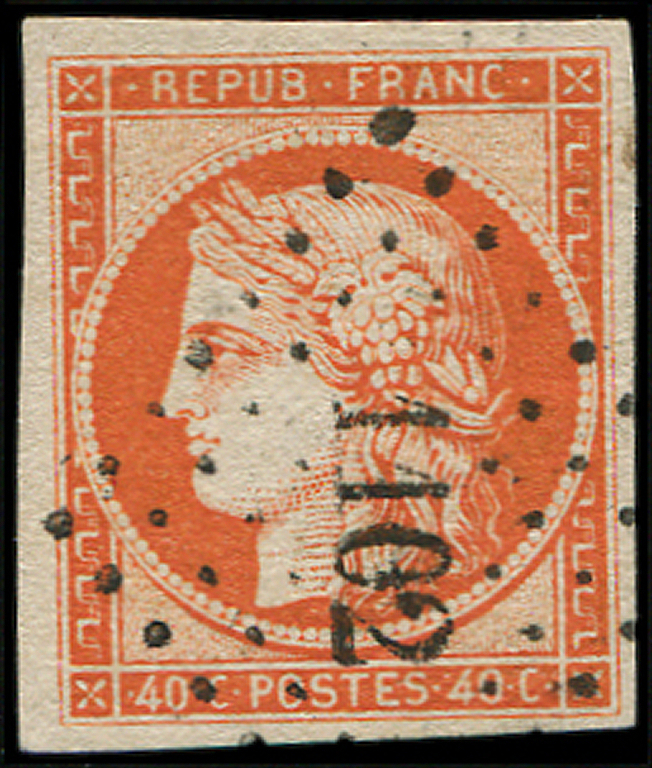 EMISSION DE 1849 -  5    40c. Orange, Obl. PC 1102, TTB - 1849-1850 Cérès