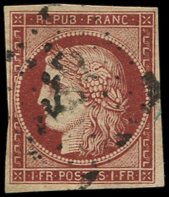 EMISSION DE 1849 -  6     1f. Carmin, Oblitéré, TB - 1849-1850 Cérès